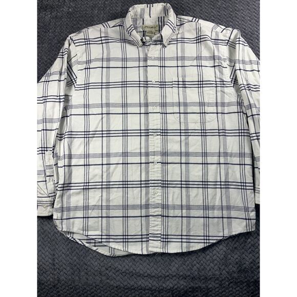 Eddie Bauer Shirt Mens L Blue Plaid Cotton Button Down Long Sleeve Oxford Casual - Picture 2 of 10